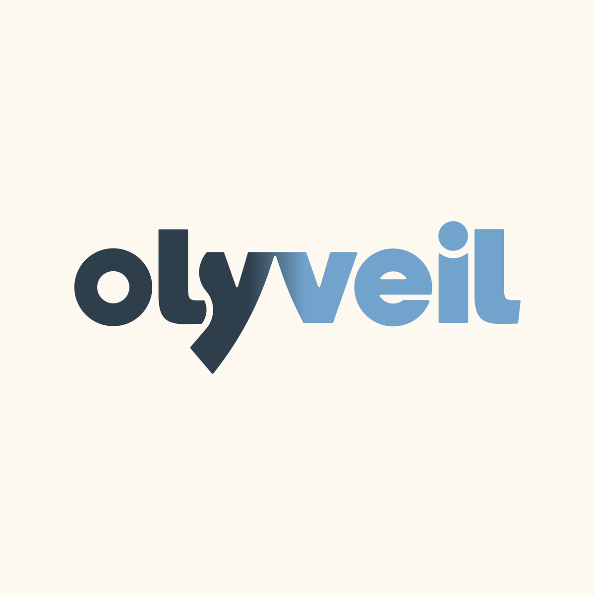 Logo officiel Olyveil avec le nom complet sur fond crème